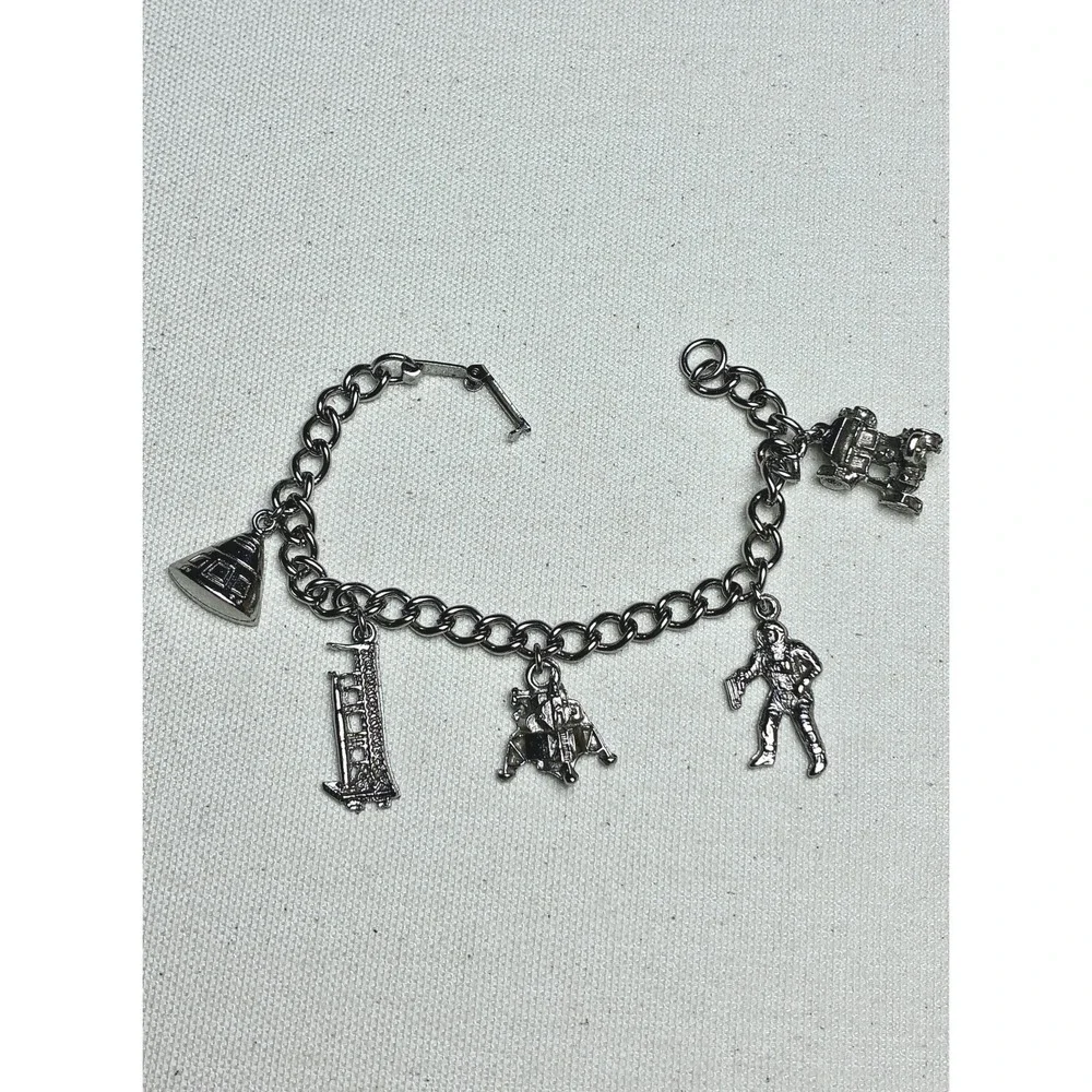 VTG Apollo Moon Landing Space Program Charm Bracelet Astronaut Lunar Rocket